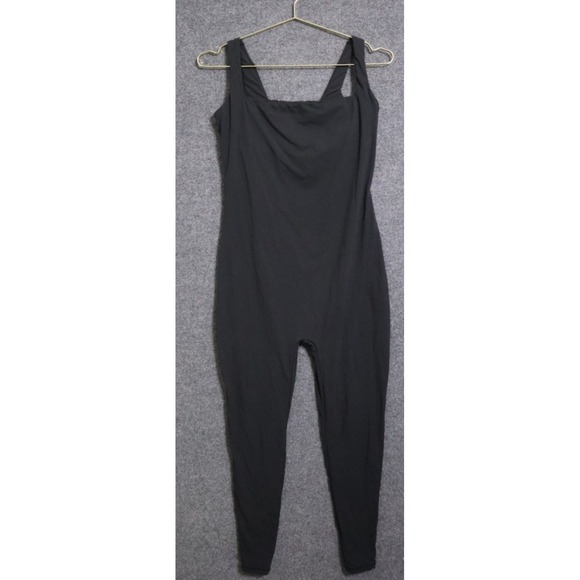 Skims Jumpsuit Women XL Black Sleeveless Slim Fit Taper Leg Square